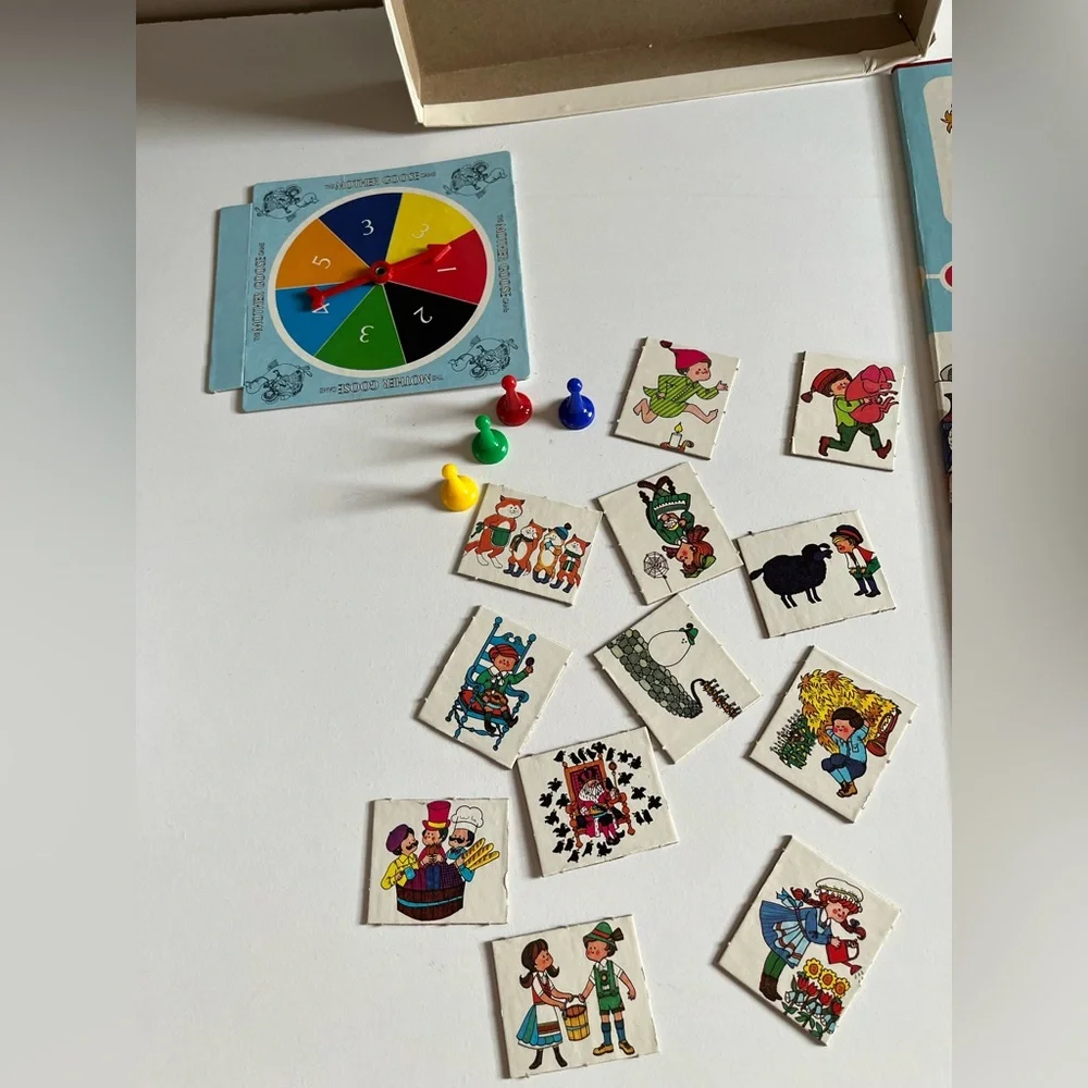 Vintage 1971 The Mother Goose Game Board Game Cadaco Storybook Game Nursery Art